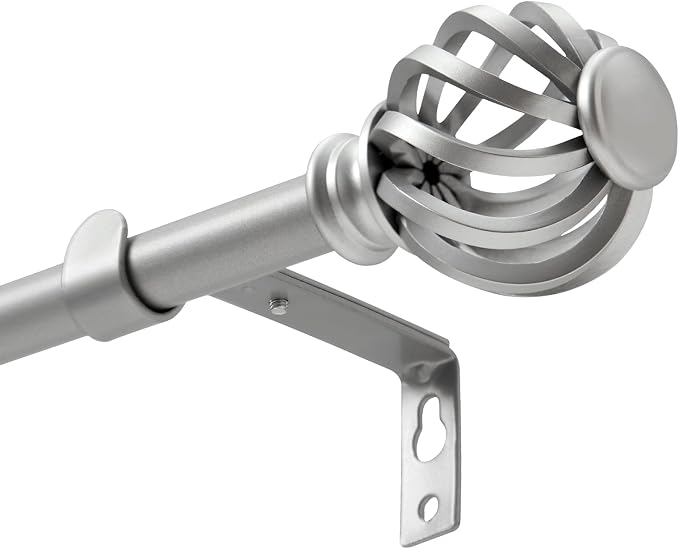 Luvenia Silver Decorative Curtain Rods, 28 to 48 Inch, Small Curtain Rod by Luvenia