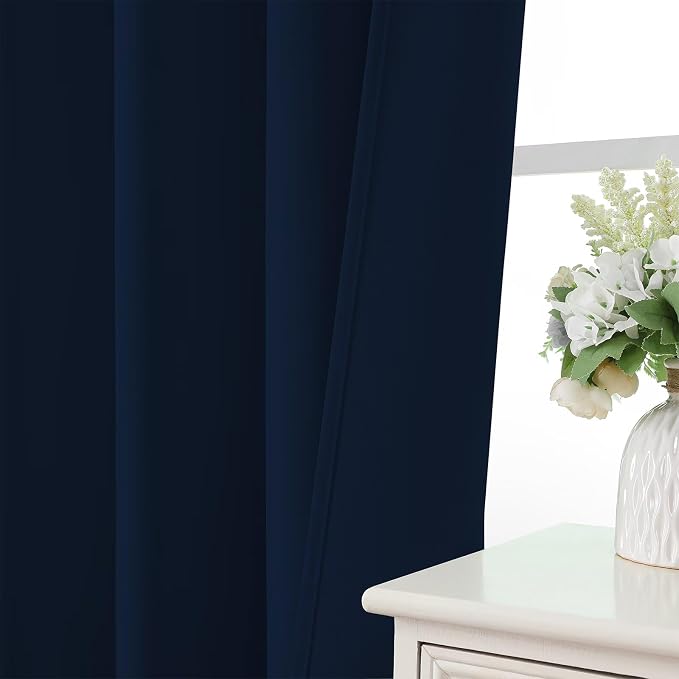 CUCRAF Navy Blue Blackout Curtains 84 inch Length 2 Panels Set, Rod Pocket Room - Image 6