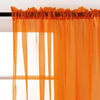 SpaceDresser Basic Rod Pocket Sheer Voile Window Curtain Panels Orange 1 Pair 2 - Image 2