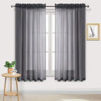 DWCN Dark Gray Sheer Curtains Semi Transparent Voile Rod Pocket Curtains by DWCN