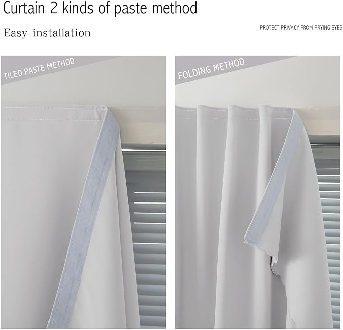 Blackout Curtains for Bedroom Sticky Curtain Blackout Window Cover Self - Image 6