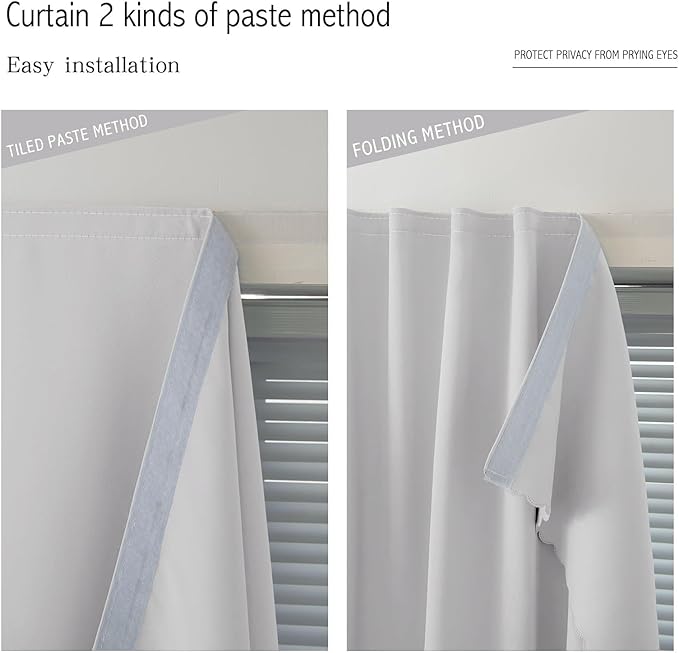 Blackout Curtains for Bedroom Sticky Curtain Blackout Window Cover Self - Image 6