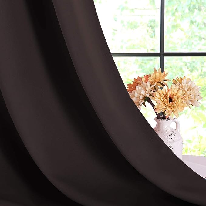 NICETOWN Blackout Curtains for Bedroom, Toffee Brown, 42 W by 80 L, Thermal - Image 4