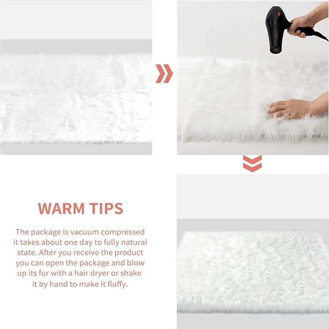 Ciicool Fluffy Area Rug, Thick Fuzzy Shag Rug Furry Nursery Rug Plush Indoor - Image 7