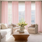 HOMEIDEAS Non-See-Through Blush Pink Privacy Sheer Curtains 52 X 84 Inches Long - Image 2