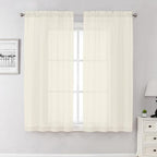 Lecloud Cream Sheer Curtains 63 Inch Length 2 Panels Set, Elegant Voile Window by Lecloud