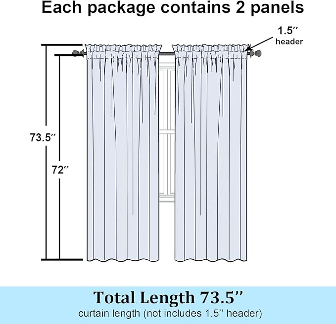 Simplebrand Grey Sheer Curtains 72 Inch Length 2 Panels - Image 7