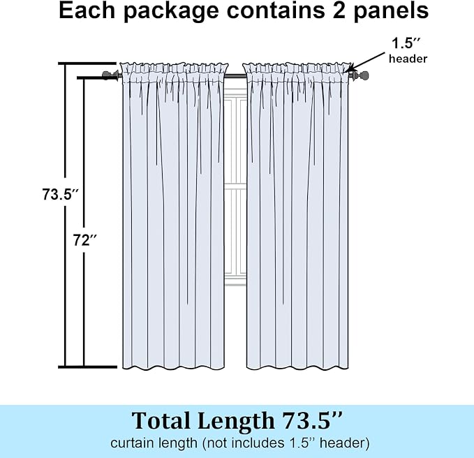 Simplebrand Black Sheer Curtains 72 Inch Length 2 Panels - Image 7