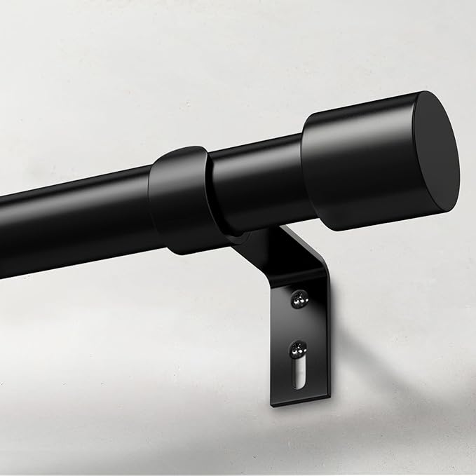 IFELS Heavy Duty Curtain Rods for Windows 48 to 84 Inch, 1 Inch Black Curtain by IFELS