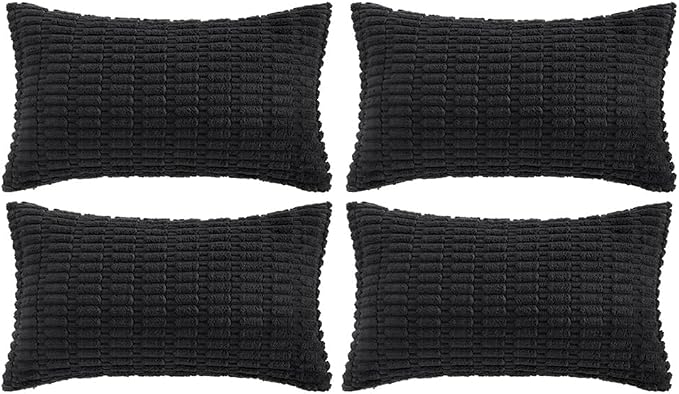 Fancy Homi 4 Packs Boho Black Decorative Throw Pillow Covers 12x20 Inch by Fancy+Homi