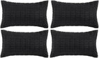Fancy Homi 4 Packs Boho Black Decorative Throw Pillow Covers 12x20 Inch by Fancy+Homi