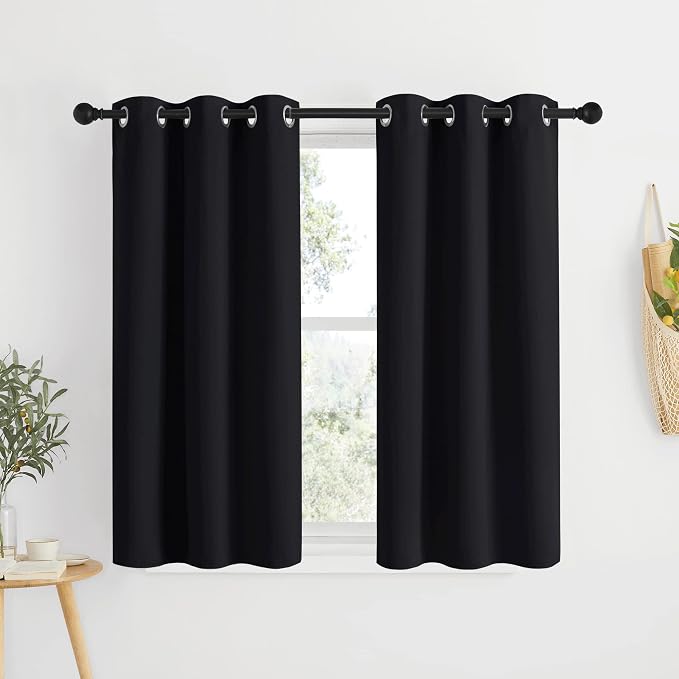 NICETOWN Black Out Cafe Curtains 48 inch Long 2 Panels Burg by NICETOWN