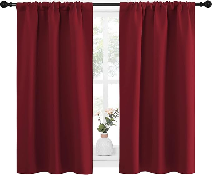 NICETOWN Christmas Burgundy Curtains Blackout Drape Panels - Image 2