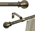 Antique Brass Curtain Rods for Windows 66 to 120, Adjustable Long Curtain Rod by GSBLUNIE