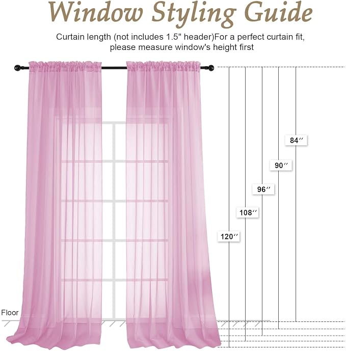 OVZME Light Pink Bedroom Curtains 2 Panel Sets 90 Inch Length, 59 Inch Extra - Image 7