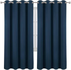 LEMOMO Blackout Curtains 66 x 72 Inch Long Navy Blue Curtains Set of 2 Panels - Image 2