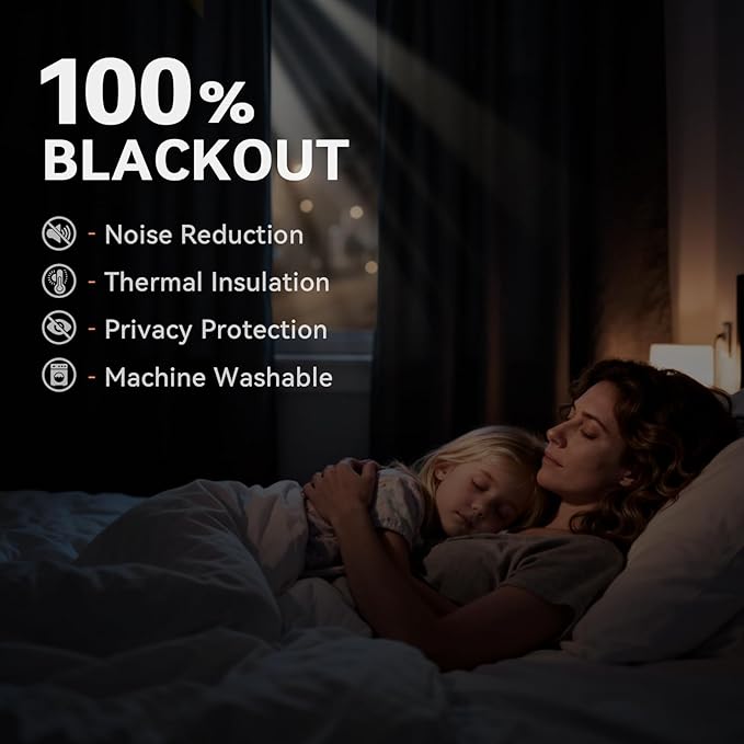 100% Blackout Curtains 63 Inch Length Linen Textured Blackout Curtains - Image 3