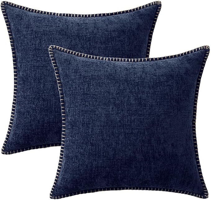 MIULEE Pack of 2 Couch Throw Pillow Covers 20x20 Inch Navy Blue Farmhouse - Image 6