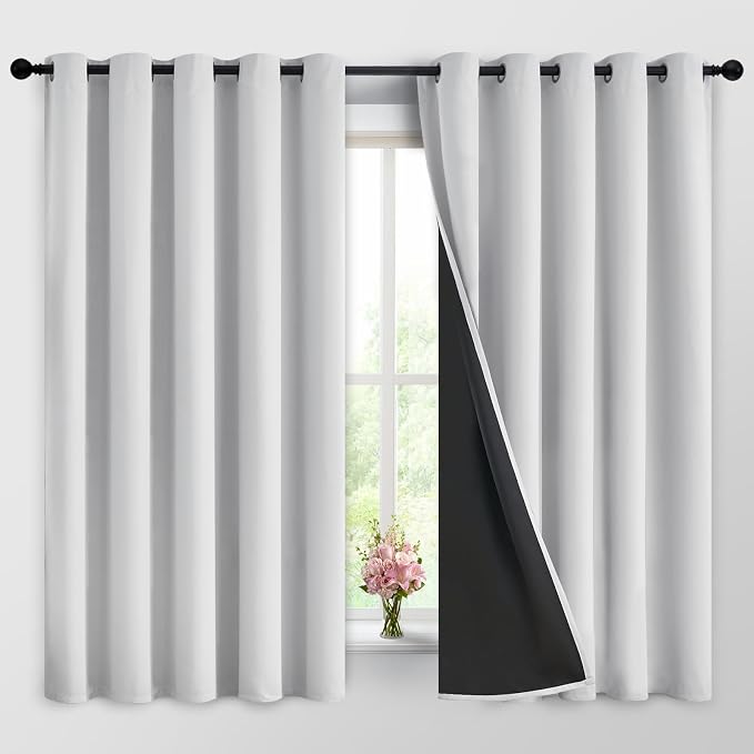 Yakamok 100% Blackout Curtains 63 Inches Long, 2 Thick Layers Heat and Full by Yakamok