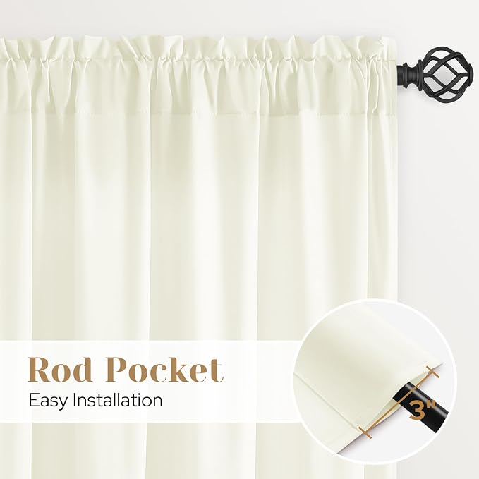 HOMEIDEAS Non-See-Through Ivory Privacy Sheer Kitchen Curtains, 30 X 36 Inches - Image 6
