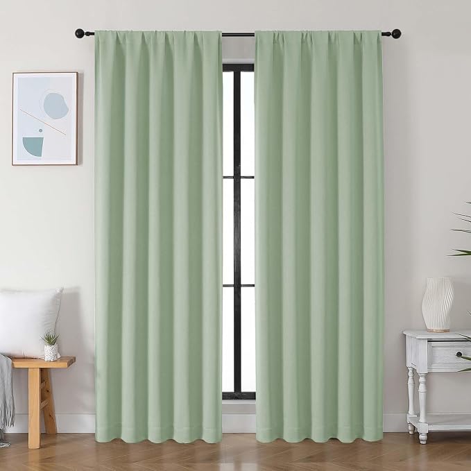 Simplebrand Ava Light Green Blackout Curtains by Simplebrand