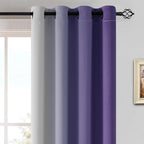 Yakamok Greyish White and Lavender Purple Ombre Curtains, Light Blocking - Image 3