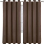 LEMOMO Blackout Curtains 66 x 72 Inch Long Chocolate Curtains Set of 2 Panels - Image 2