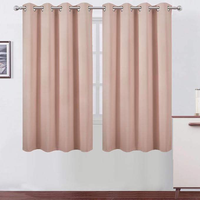 LEMOMO Blush Blackout Curtains 66 x 63 Inch Length/Set of 2 Curtain by Lemomo
