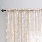 YJ YANJUN Vintage Lace Curtains 96 Inches Long-Victorian Floral Pattern Dusty - Image 2