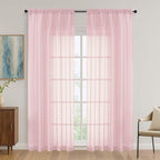 OVZME Blush Pink Sheer Curtains 84 Inches Long 2 Panels Set, Light Filtering by OVZME