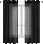 DWCN Black Sheer Curtains Semi Transparent Voile Rod Pocket Curtains - Image 9