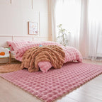 Pink Rabbit Plush Rug 5'x8', Fluffy Faux Fur Shaggy Area Rug - Image 4
