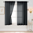 Halloween Black Sheer Curtains 63 Inch Length 2 Panels, Voile Sheer Curtain by Home