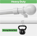 2 Pack White Metal Curtain Rods, 28-60 inch, Heavy Duty, Adjustable, Wall - Image 4