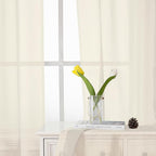 Lecloud Cream Sheer Curtains 48 Inch Length 2 Pcs, Rod Pocket Light Filtering - Image 4