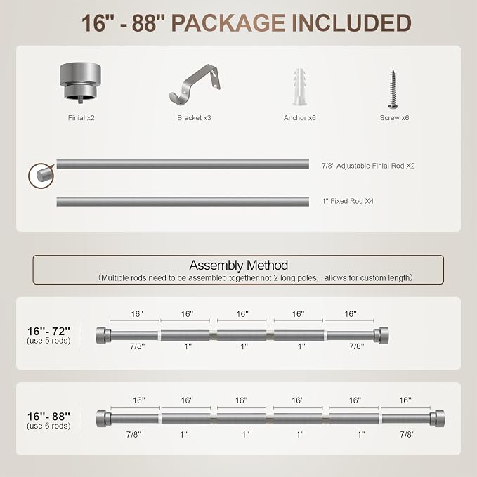 Lootkell Modern Silver Curtain Rods - Image 8