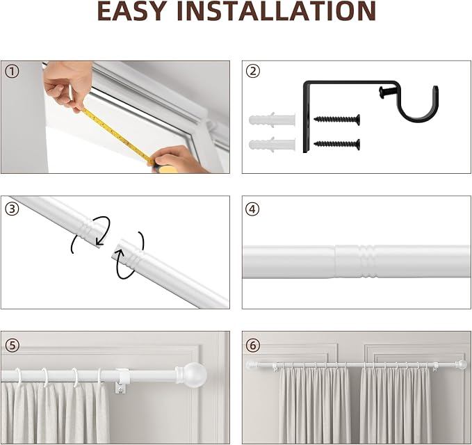 SMODBRODRE Curtain Rods for Window 32 and 48 - Image 4