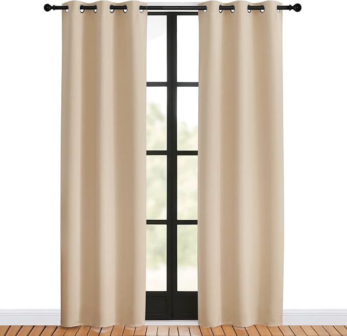 NICETOWN Blackout Farmhouse Curtains, Biscotti Beige, 34 by 80 Inch, Thermal - Image 2
