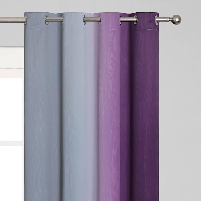Ombre Purple and Gray Blackout Curtains 63 Inch Length 2 panels, Full Room - Image 4