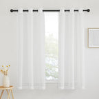 NICETOWN White Sheer Curtains 63 inch Length, Grommet Linen Blend Textured Semi by NICETOWN