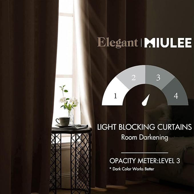 MIULEE Blackout Door Curtain Set of 2, 34 x 80 Inch Beige Thermal Insulated - Image 6
