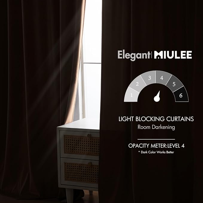 MIULEE Blush Beige Velvet Curtains 90 inches - Image 5