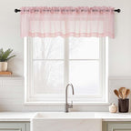 Blush Pink Valances for Windows 14 inch Length 2 Panels, Small Voile Sheer by Home