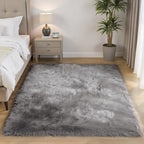 Goolela 5x8 Area Rug Faux Fur Rug Fluffy Washable Grey Sheepskin Large Rug - Image 2