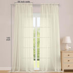 OWENIE Cream Sheer Curtains 120 Inches Long 2 Panels Set, Airy Lightweight - Image 2