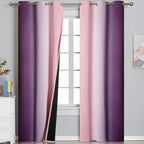 Ombre Pink and Purple Blackout Curtains 84 Inches Long, Full Room Darkening by ESTELARTEXTILER