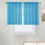 SpaceDresser Basic Rod Pocket Sheer Voile Window Curtain Panels Cyan Blue 1 by SpaceDresser