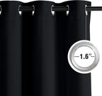 NICETOWN Room Darkening Draperies Curtains Panels, 2 Panels Black W52 x L108 - Image 2