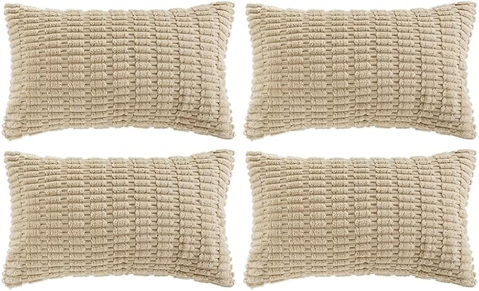 Fancy Homi 4 Packs Tan Decorative Throw Pillow Covers 16x24 Inch by Fancy+Homi