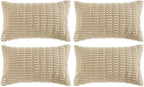 Fancy Homi 4 Packs Tan Decorative Throw Pillow Covers 14x24 Inch by Fancy+Homi